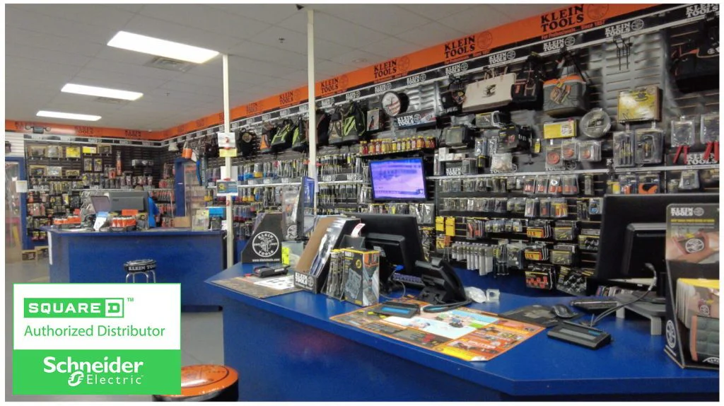 CED Orlando retail store interior with blue checkout counters and electrical tool displays.